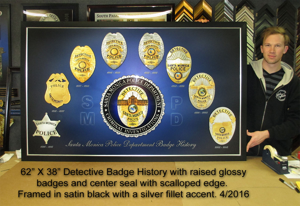Santa Monica PD -
          Detective Badge History presentation from Badge Frame