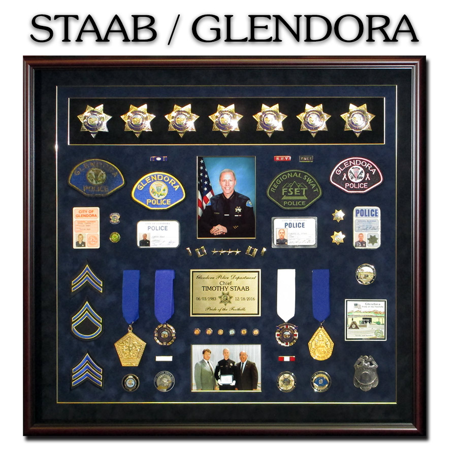 Tim Staab - Glendora PD Chief - Retirement Career Shadowbox from Badge Frame 10/2016