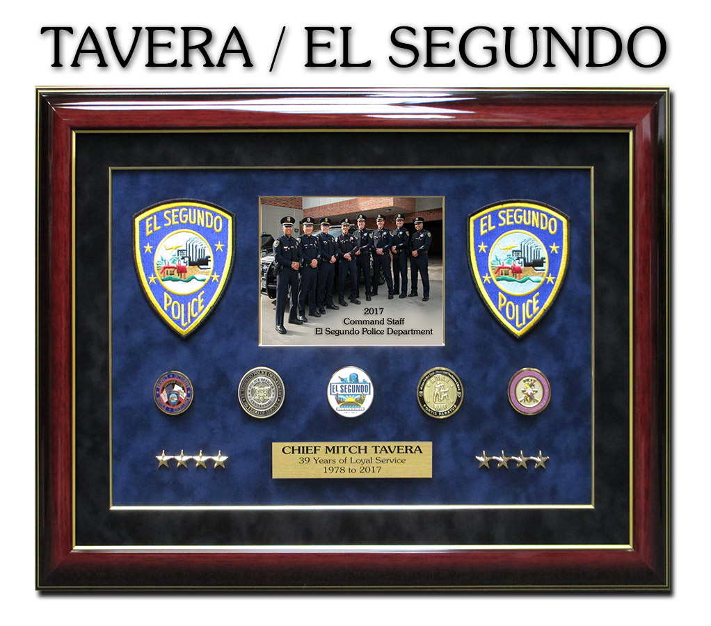 Chief Tavera - El
            Segundo PD Retirement Shadowbox from Badge Frame