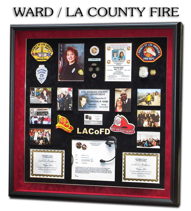 L.A.
          County Fire Retirement Dispatch Shadowbox for