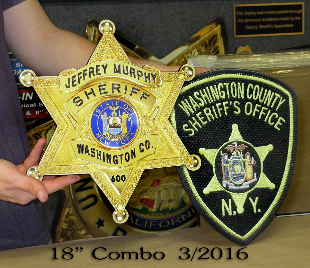 Washington County Sheriff's 18"
          badge & patch combo from Badge Frame