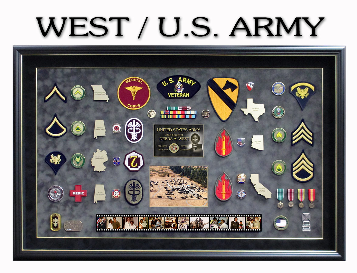 U.S. Army
            Retirement Shadowbox for Debra West from Badge Frame