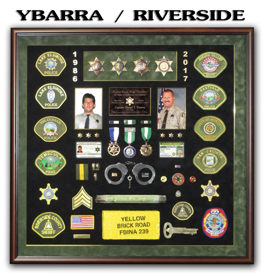 Ybarra - Riverside County Sheriff Retirement Shadowbox from Badge Frame